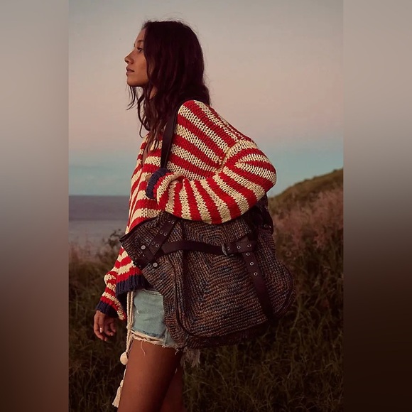 $528! FREE PEOPLE  We The Free Preslyn Raffia Tote NEW - Picture 4 of 7